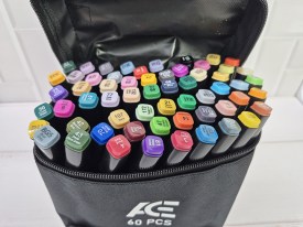 Marcadores estuche tela doble punta x48u